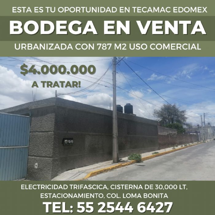 Bodega 787m2 TECAMAC ESTADO DE MEXICO